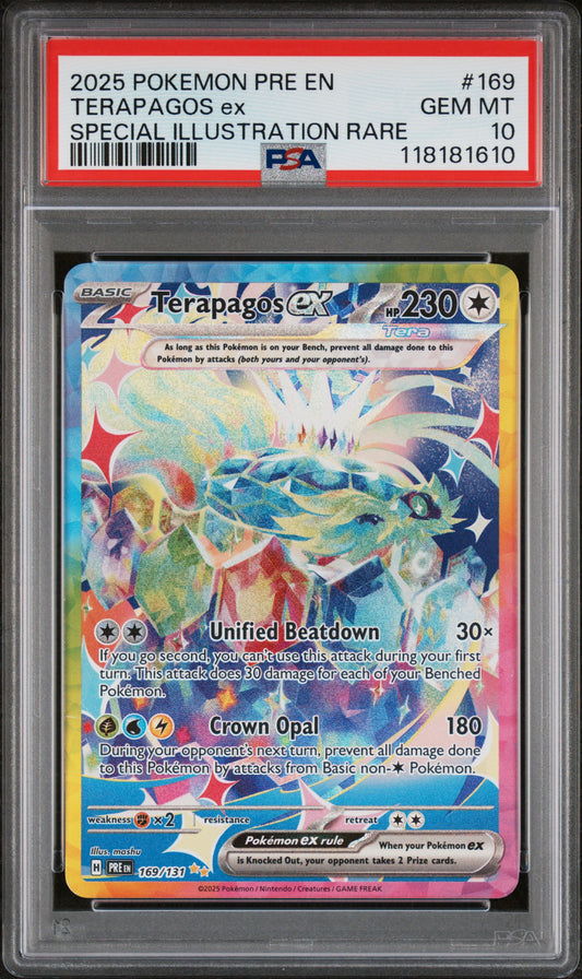 Pokemon Prismatic Evolutions Special Illustration Rare Terapagos Ex 10 PSA #169