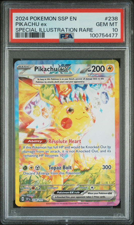 2024 Pokemon En-Surging Sparks Special Illustration Rare Pikachu Ex 10 PSA #238