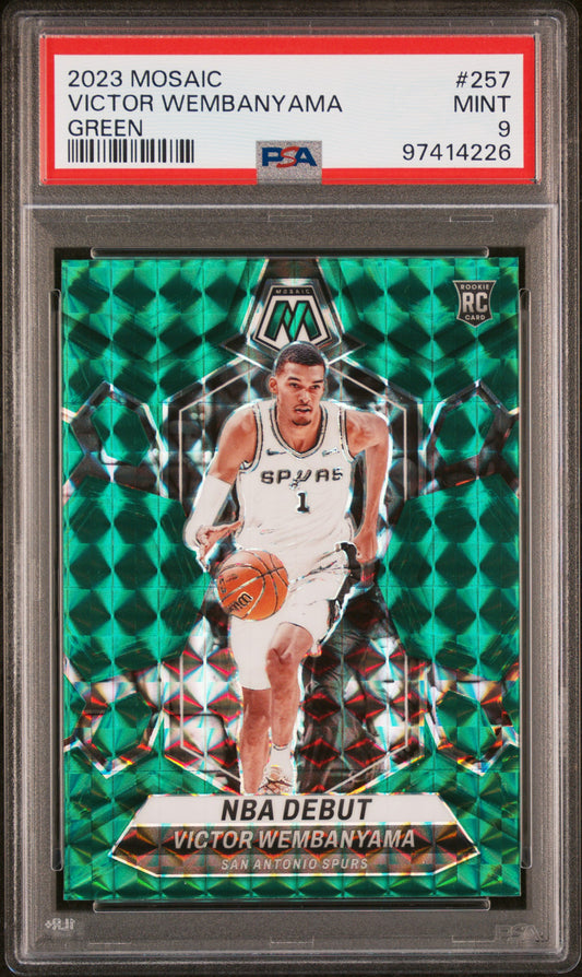 2023 Panini Mosaic Green Victor Wembanyama 9 PSA #257