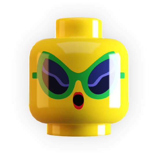 Retro Alien Sunglasses Minifig Head made using LEGO part