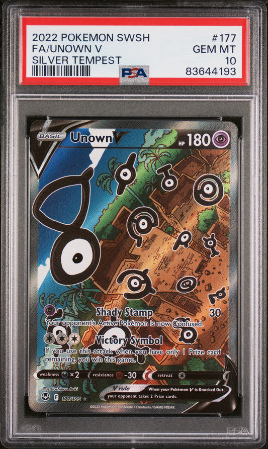 2022 Pokemon Sword & Shield Silver Tempest Silver Tempest Fa/Unown V 10 PSA #177