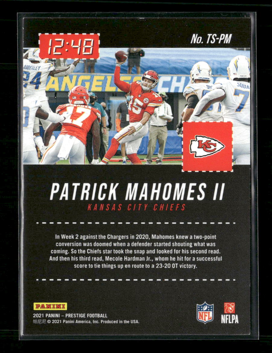 Panini Prestige Time Stamped Xtra Points Platinum Patrick Mahomes II #/75 #TS-PM