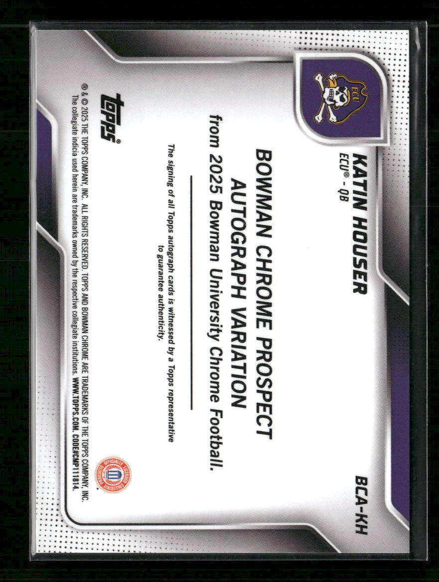 2025 Bowman University Chrome Blue Refractor #/150 Katin Houser Auto #BCA-KH