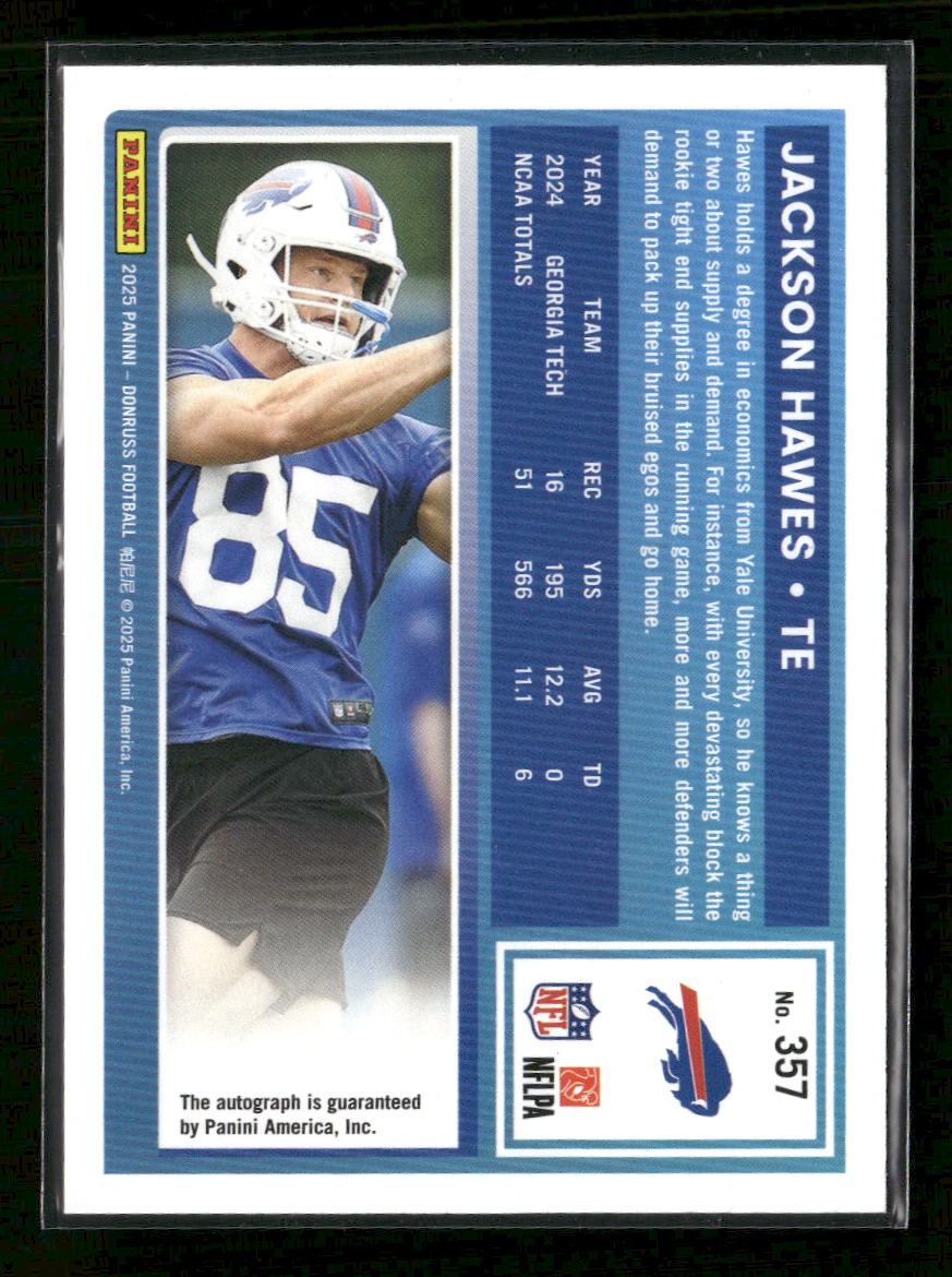 2025 Donruss Rated Rookies Autographs Orange Jackson Hawes Rookie Auto #357