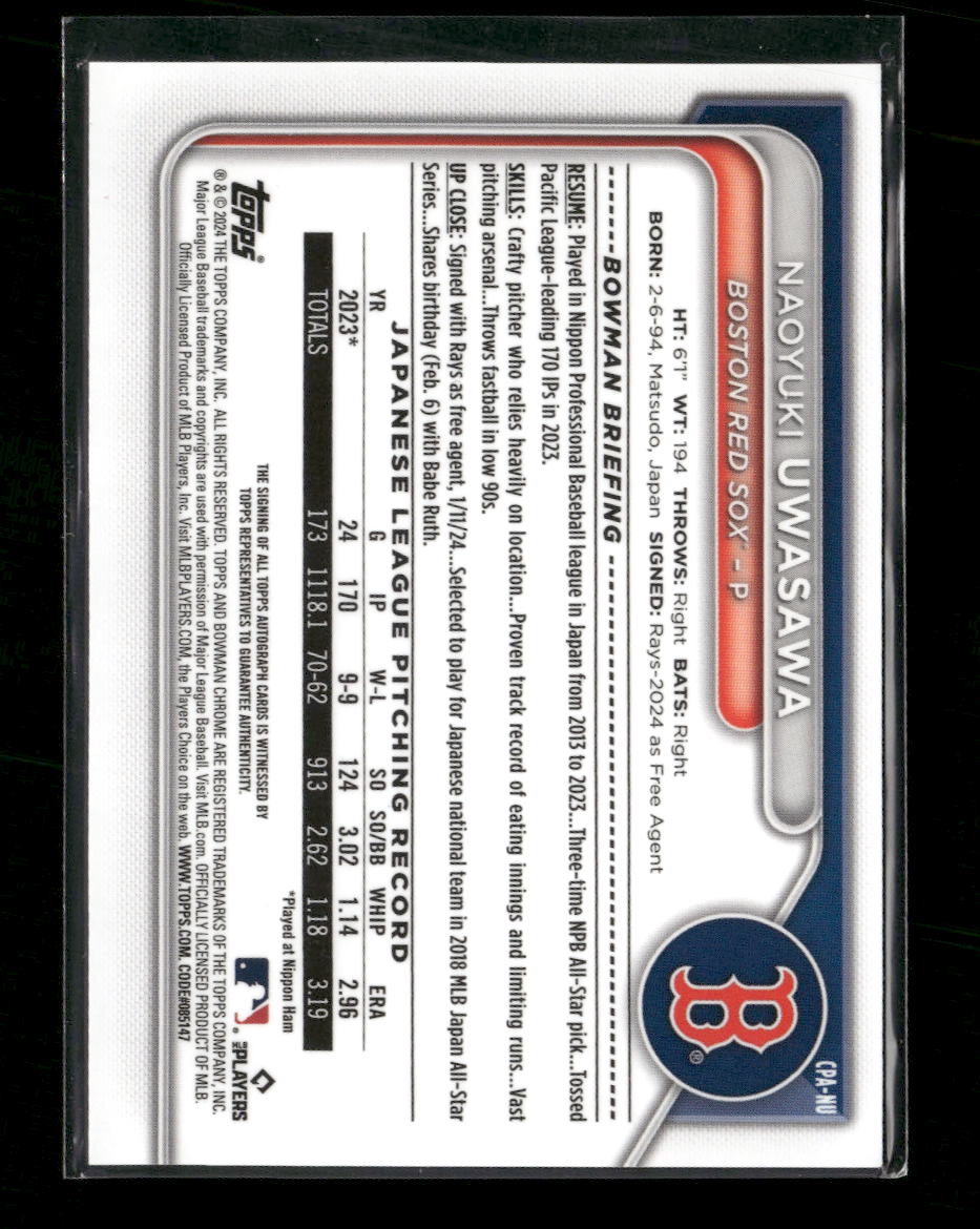2024 Bowman Chrome Prospect Purple Refractors Naoyuki Uwasawa #/250 Auto #CPA-NU