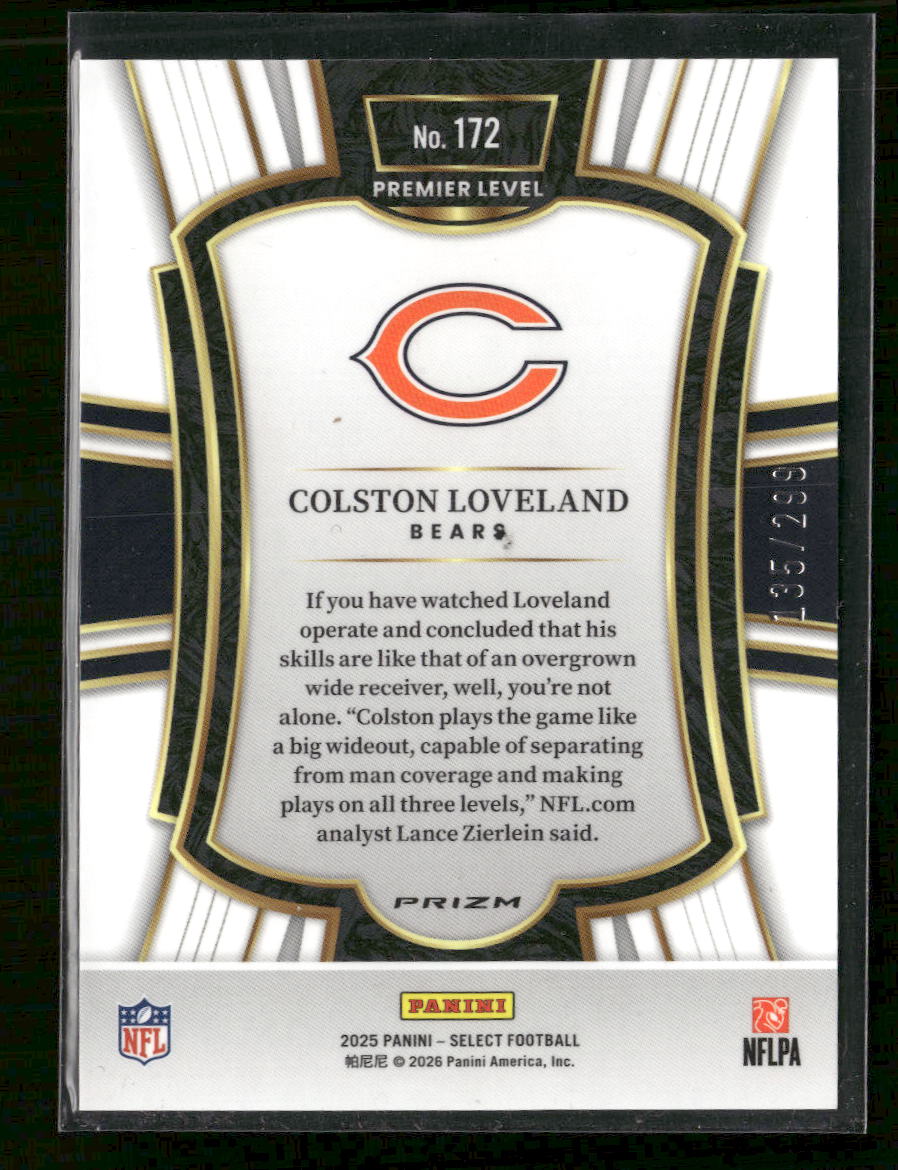 2025 Panini Select Tri-Color Prizm Colston Loveland #/299 #172