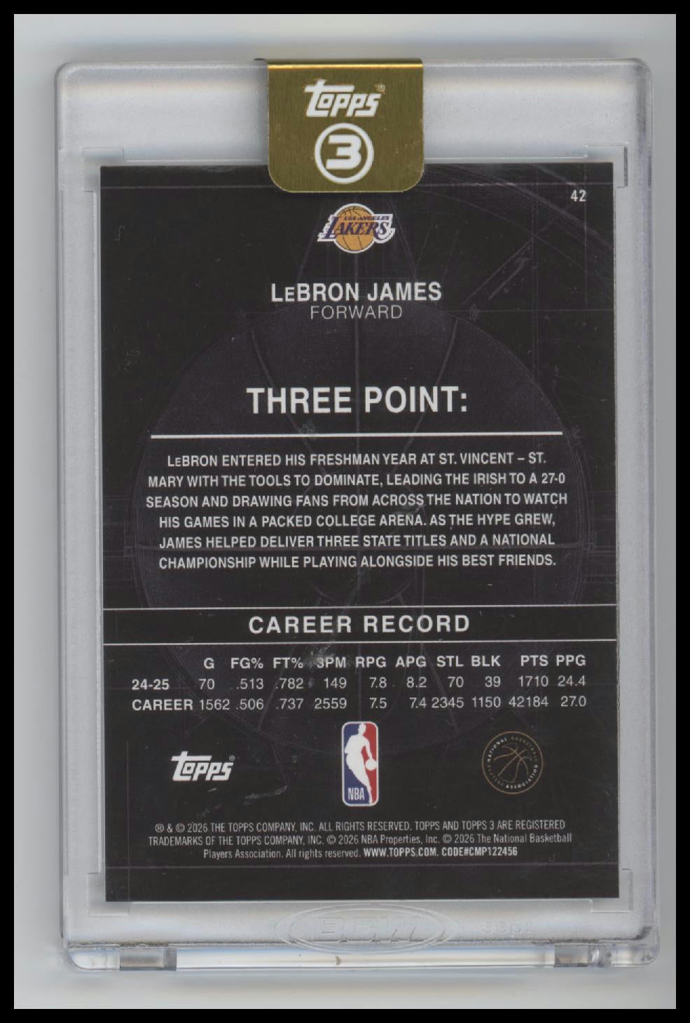 2025-26 Topps 3 Blue LeBron James #/15 #42