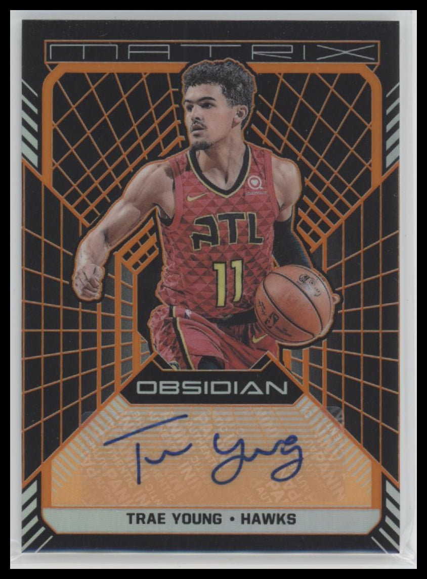 2018-19 Panini Obsidian Matrix Orange Auto #/25 Trae Young #MA-TYG