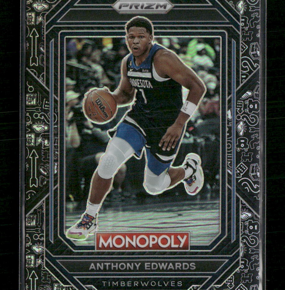 2022-23 Panini Prizm Monopoly Monopoly Black Classic Icons Anthony Edwards #53