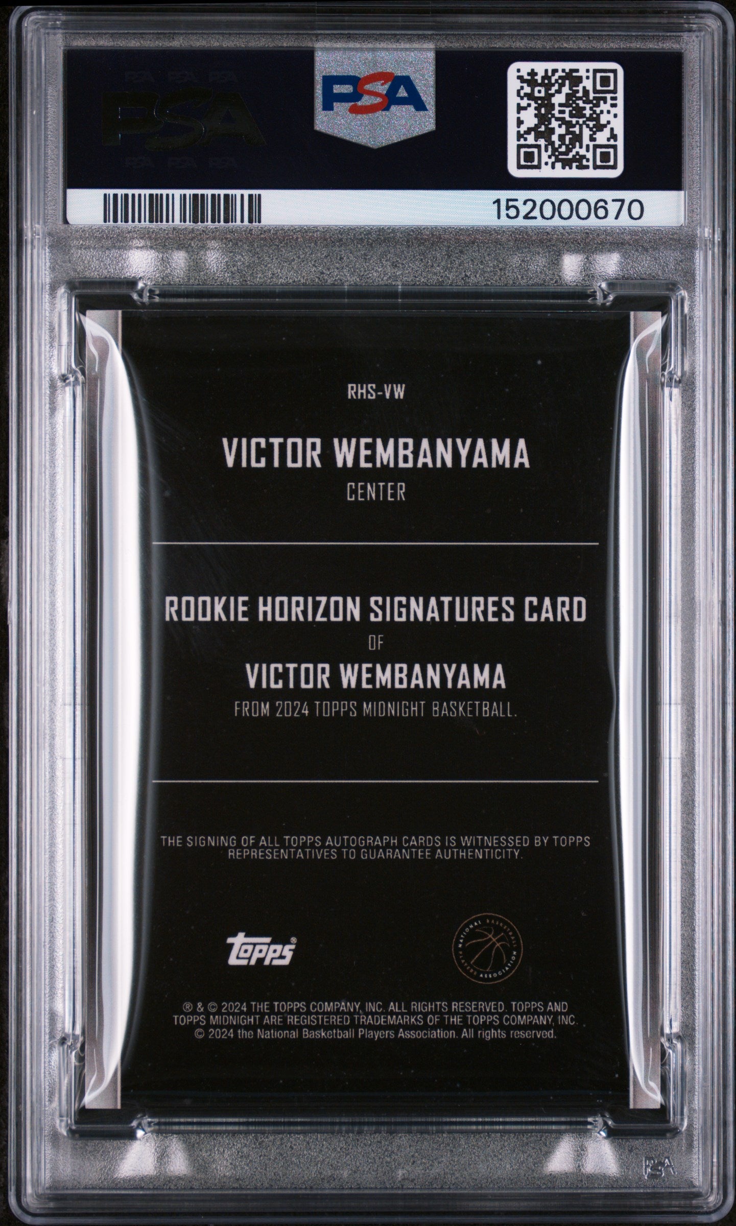 2023 Topps Midnight Rk Horizon Sig-Moon Beam Victor Wembanyama 10 PSA #RHSVW Pop 1