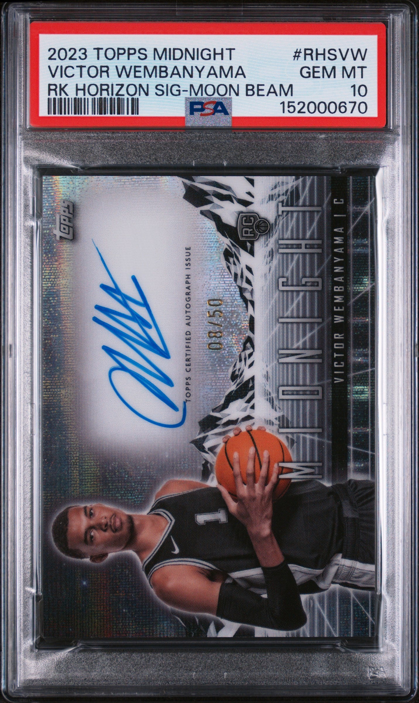 2023 Topps Midnight Rk Horizon Sig-Moon Beam Victor Wembanyama 10 PSA #RHSVW Pop 1