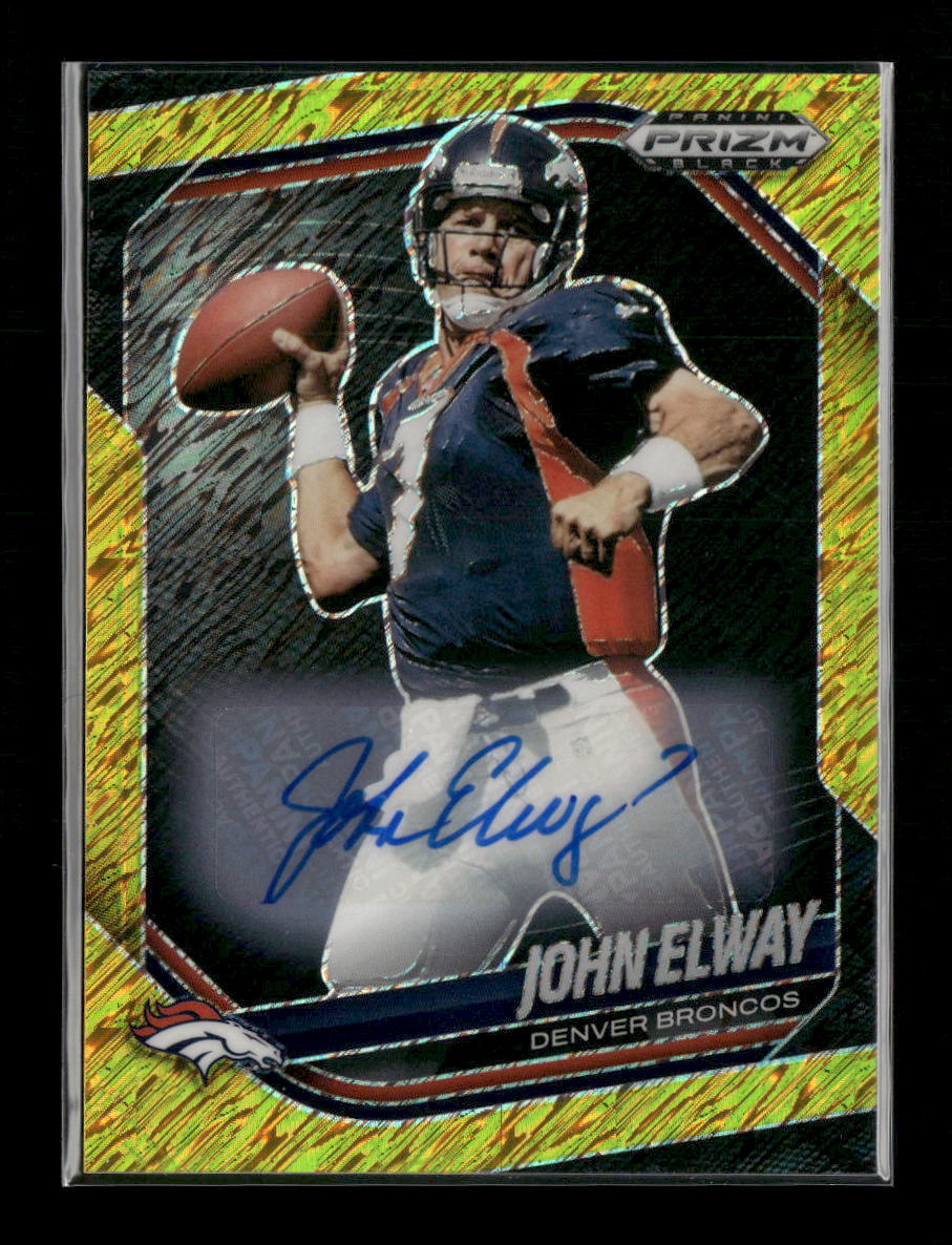 2025 Panini Prizm Black Prizms Gold Shimmer FOTL Auto John Elway #/10 #49