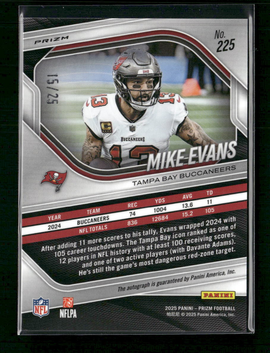 2025 Panini Prizm Prizm Autographs Blue Shimmer Mike Evans #/25 Auto #225