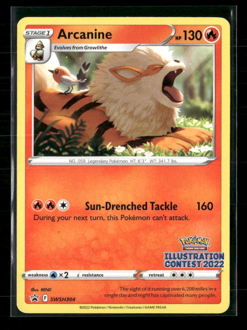 SWSH: Sword & Shield Promo Cards Arcanine (Illustration Contest 2022) #SWSH304