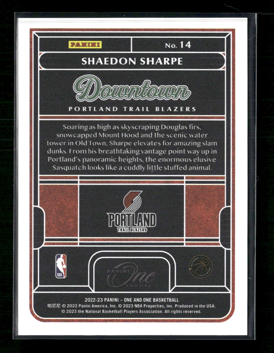 2022-23 Panini One and One Downtown Shaedon Sharpe #14