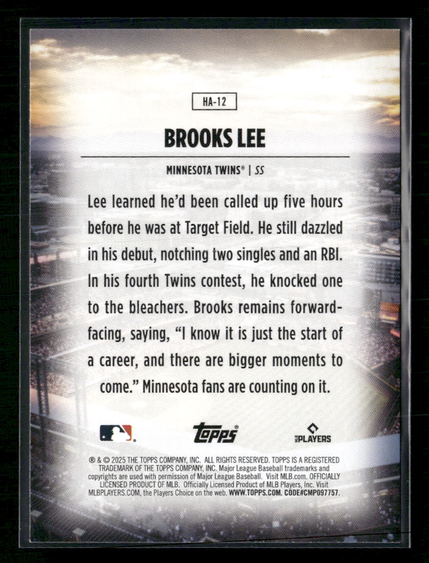 2025 Topps Home Field Advantage Brooks Lee #HA-12