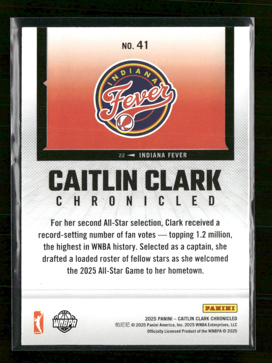 2025 Panini Caitlin Clark Chronicled Yellow Cubic Caitlin Clark #41