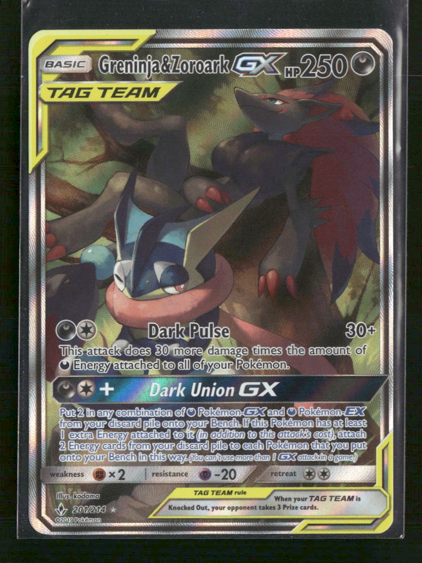 SM - Unbroken Bonds Greninja & Zoroark GX (201) (Alternate Full Art) #201/214
