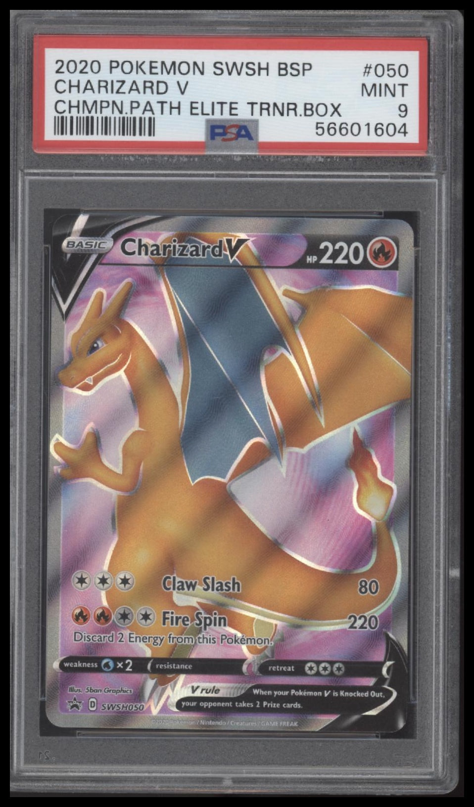 2020 Pokemon SWSH BSP Chmpn.Path Elite Trnr.Box Charizard V 9 PSA #050