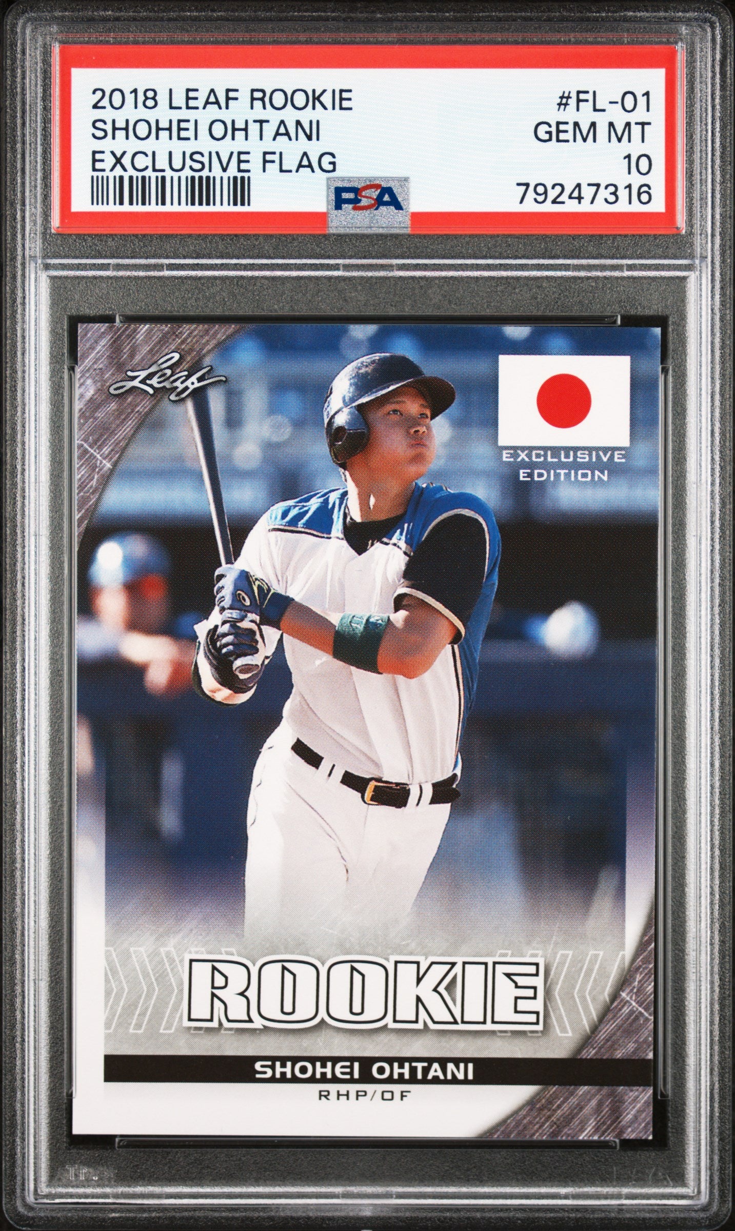 2018 Leaf Rookie Ohtani Exclusive Flag Shohei Ohtani 10 PSA #FL-01