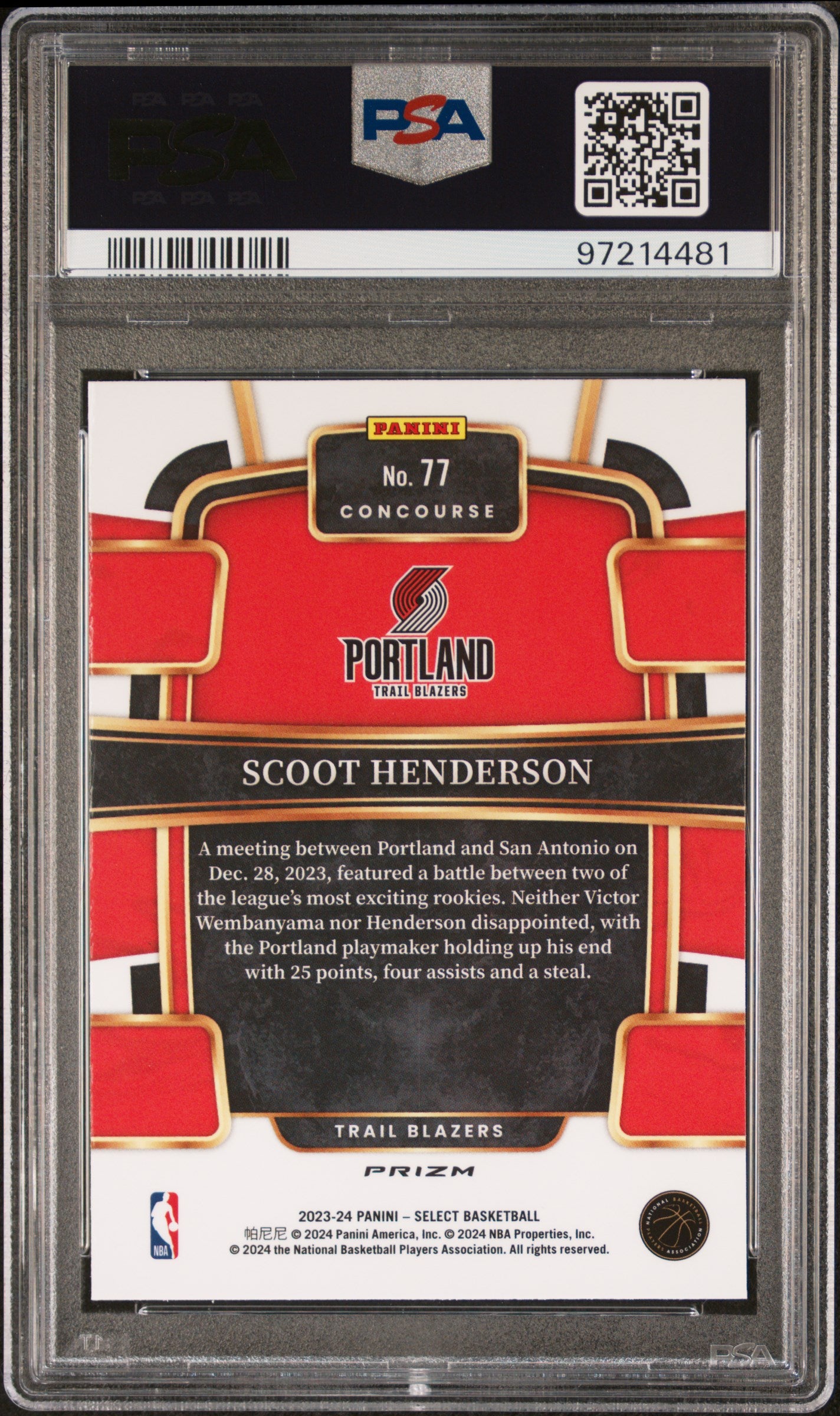 2023 Panini Select Tectonic Scoot Henderson 10 PSA #77