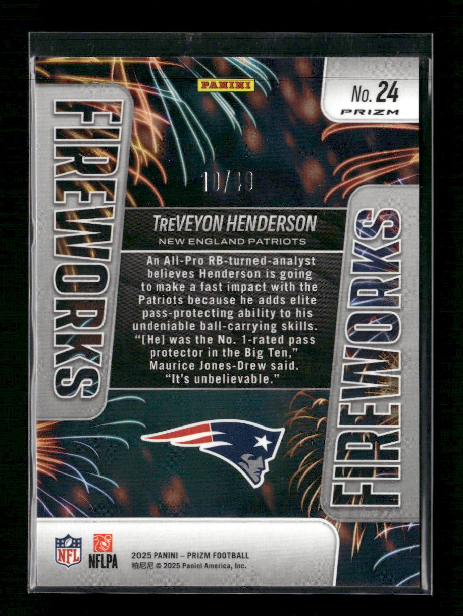 2025 Panini Prizm Fireworks Purple Power TreVeyon Henderson #/49 #24