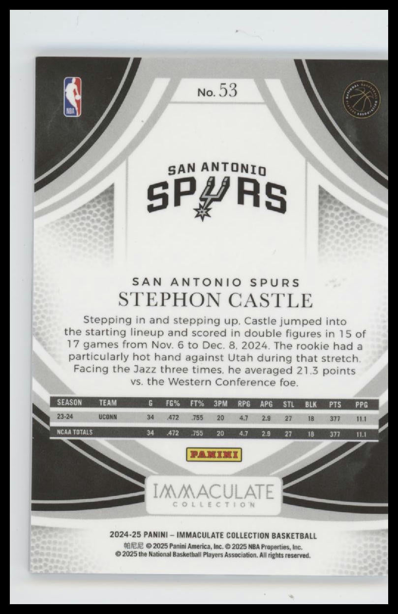 2024-25 Panini Immaculate Collection Stephon Castle #/99 #53