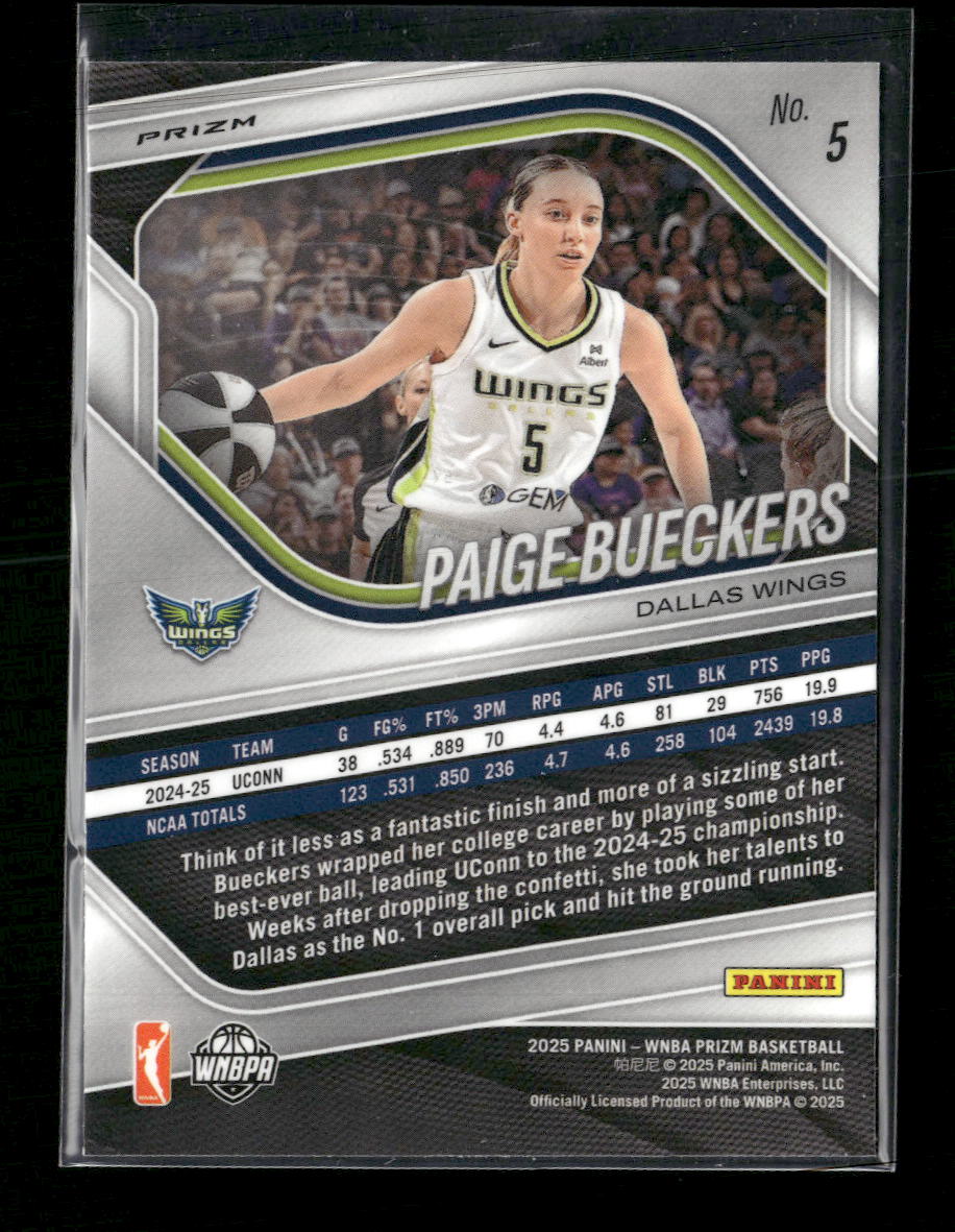 2025 Panini Prizm WNBA Blue Velocity Prizms Paige Bueckers #5