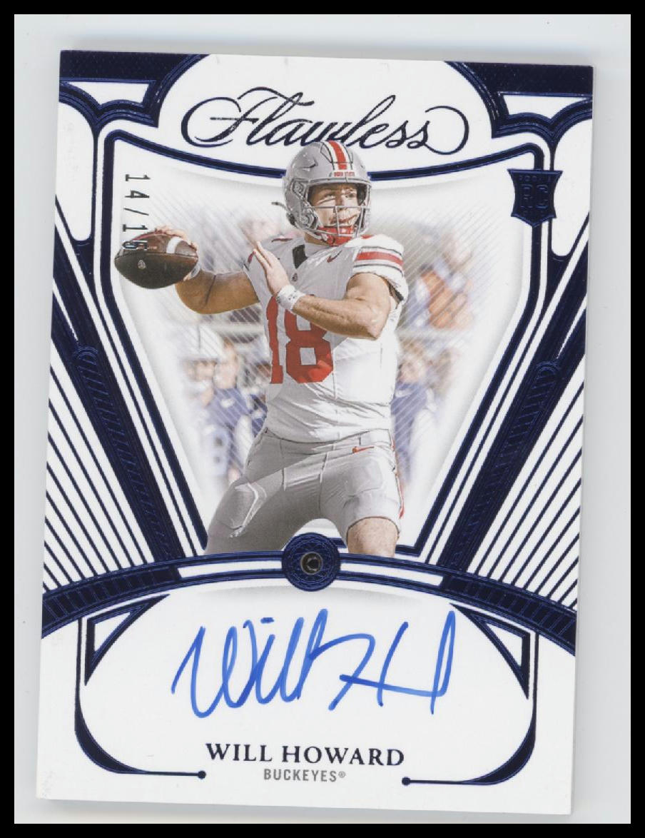 2025 Panini National Treasures Flawless Sapphire Will Howard #/15 Auto #RGS-WHD