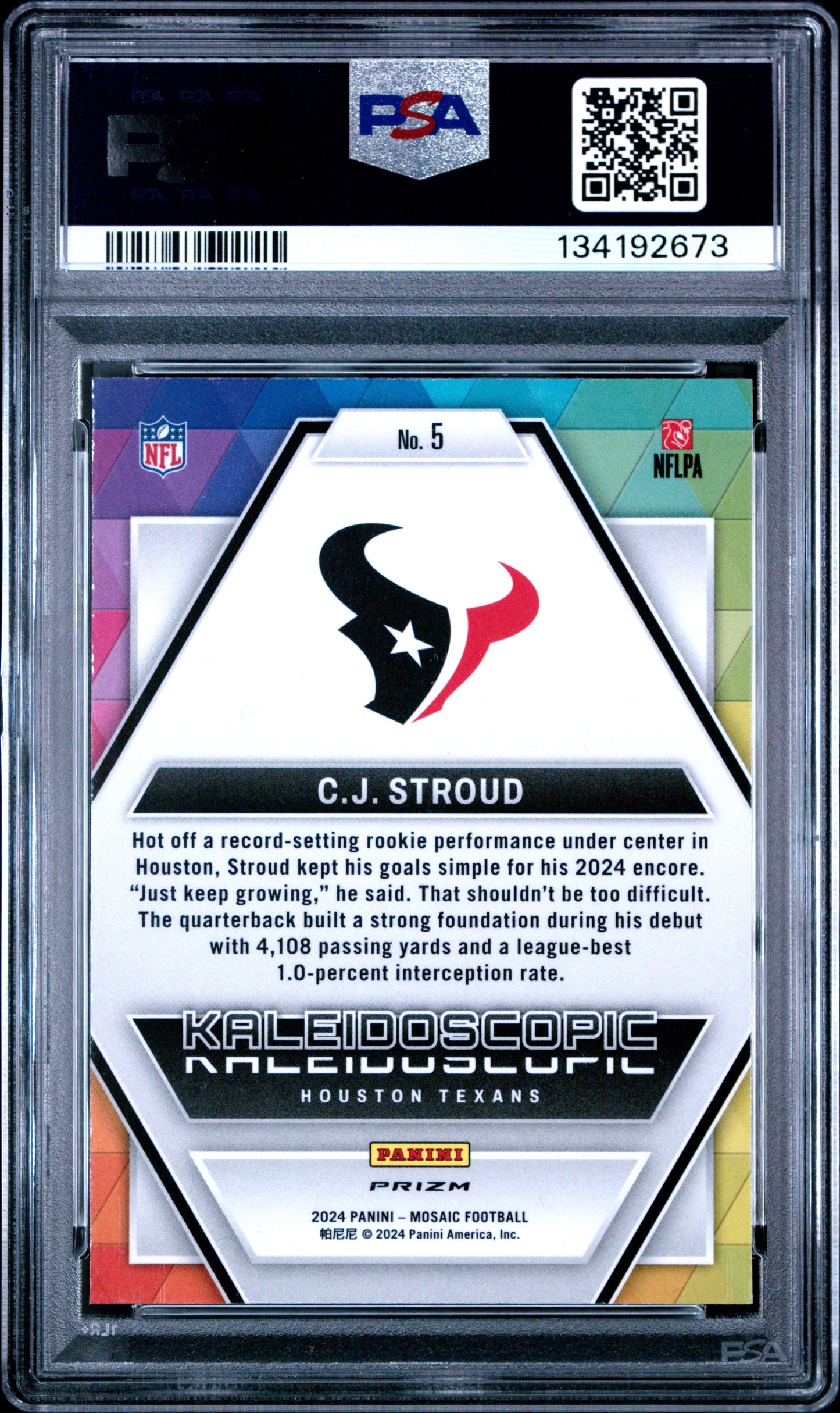 2024 Panini Mosaic Kaleidoscopic Cj Stroud 9 PSA #5