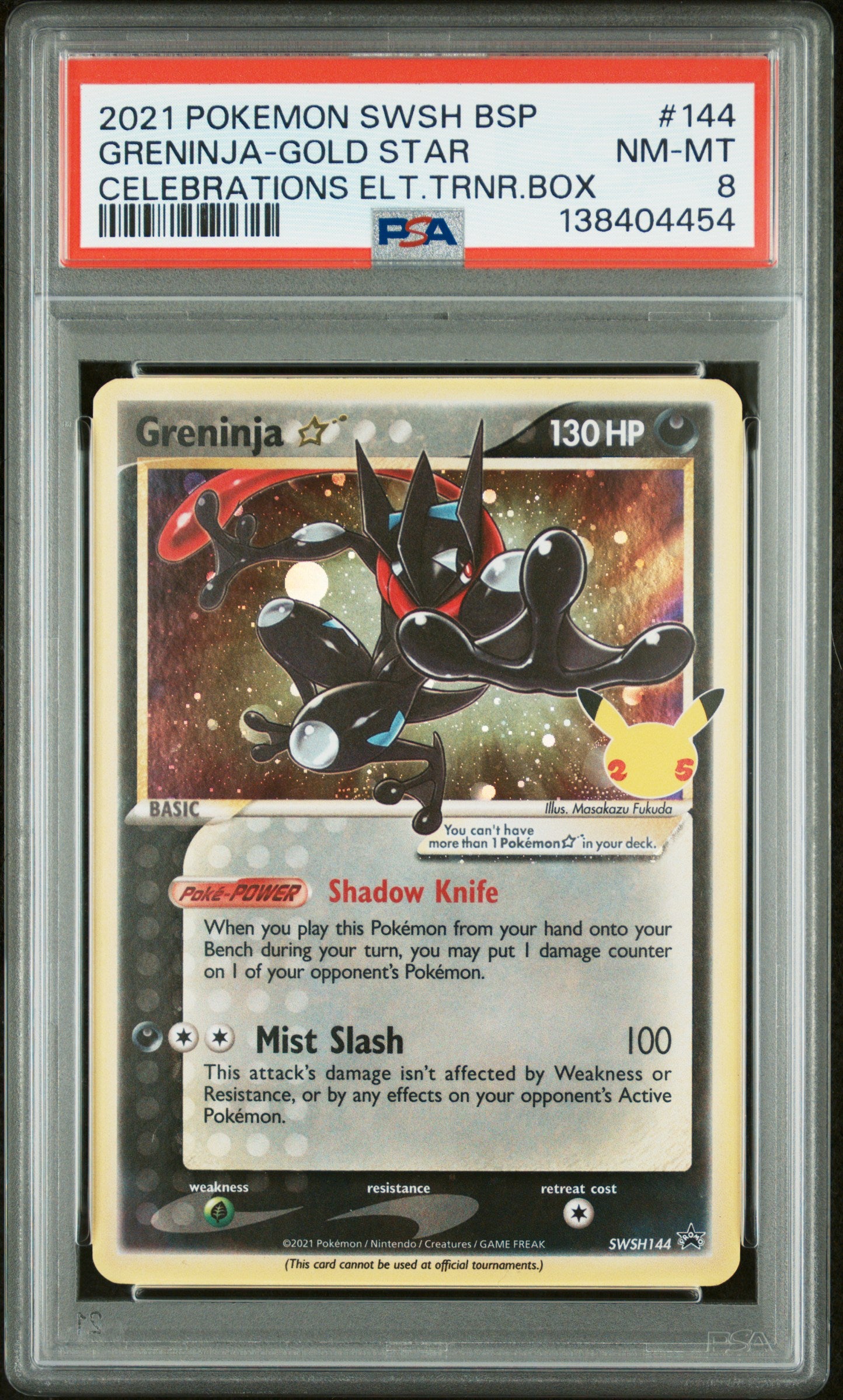2021 Pokemon Swsh BSP Celebrations Elt.Trnr.Box Greninja-Gold Star 8 PSA #144