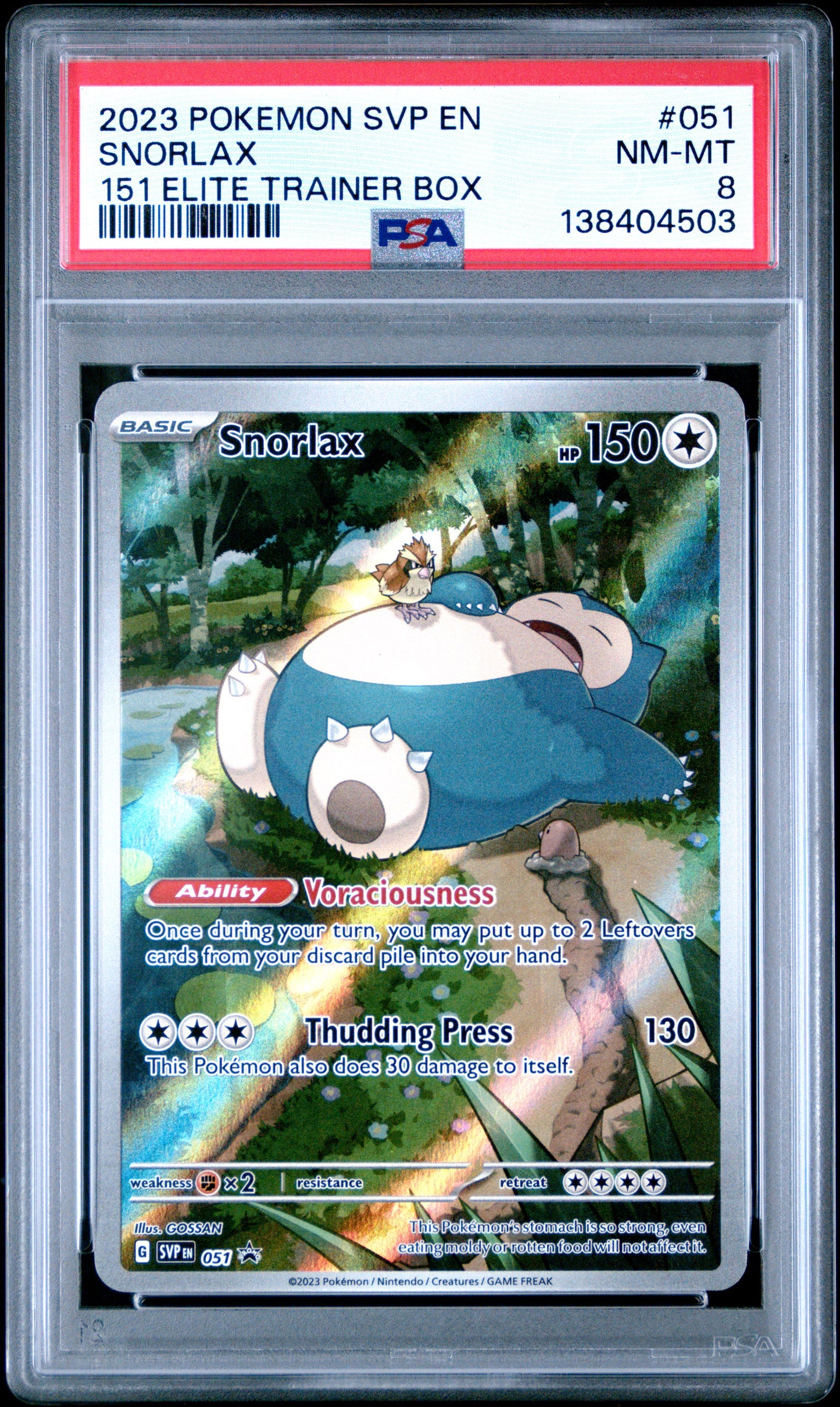 2023 Pokemon Svp En-Sv Black Star Promo 151 Elite Trainer Box Snorlax 8 PSA #051