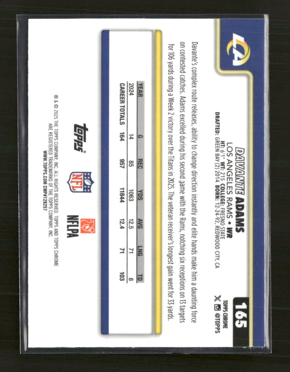 2025 Topps Chrome Blue Refractor Davante Adams #/150 #165