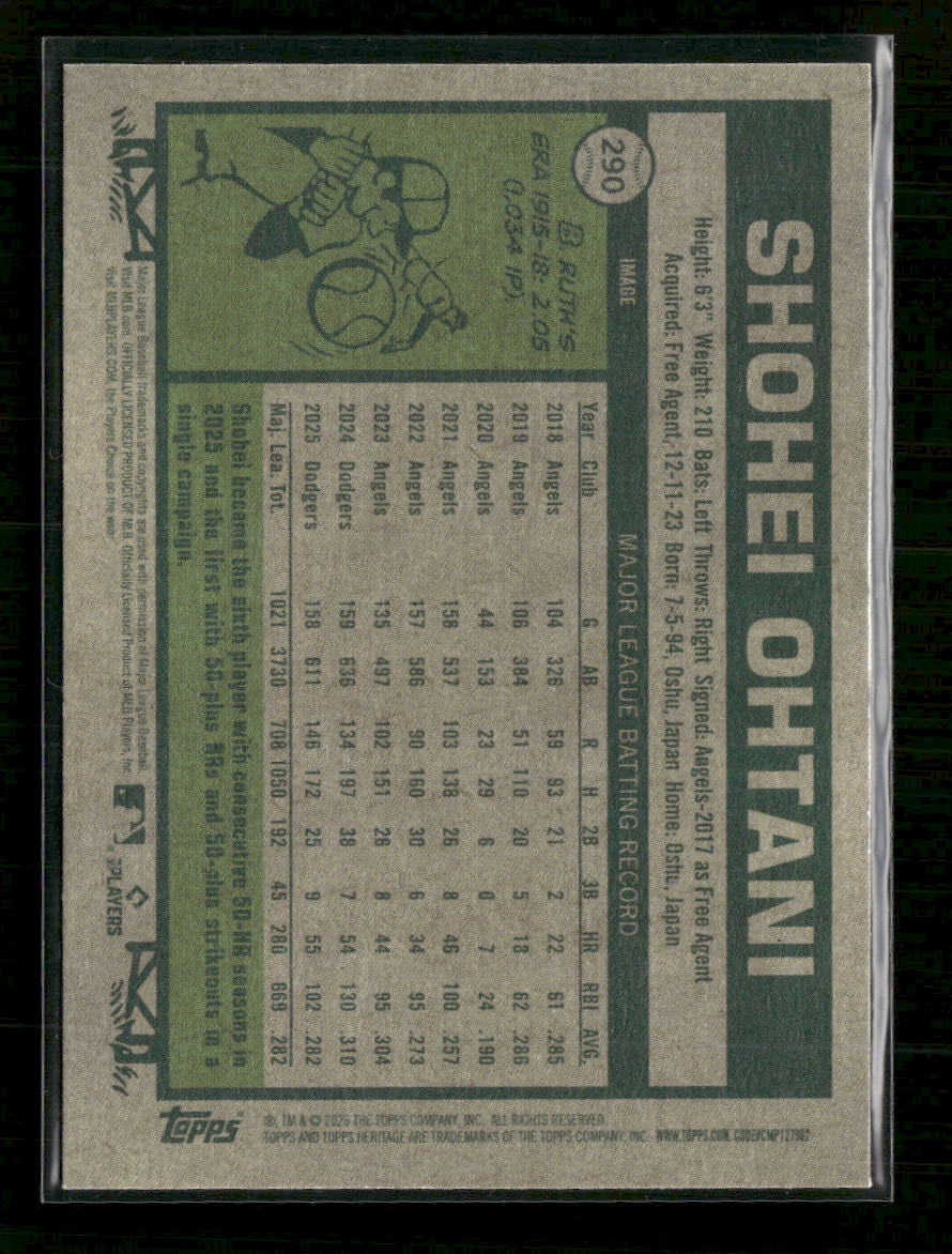 2026 Topps Heritage Shohei Ohtani Image Variation #290