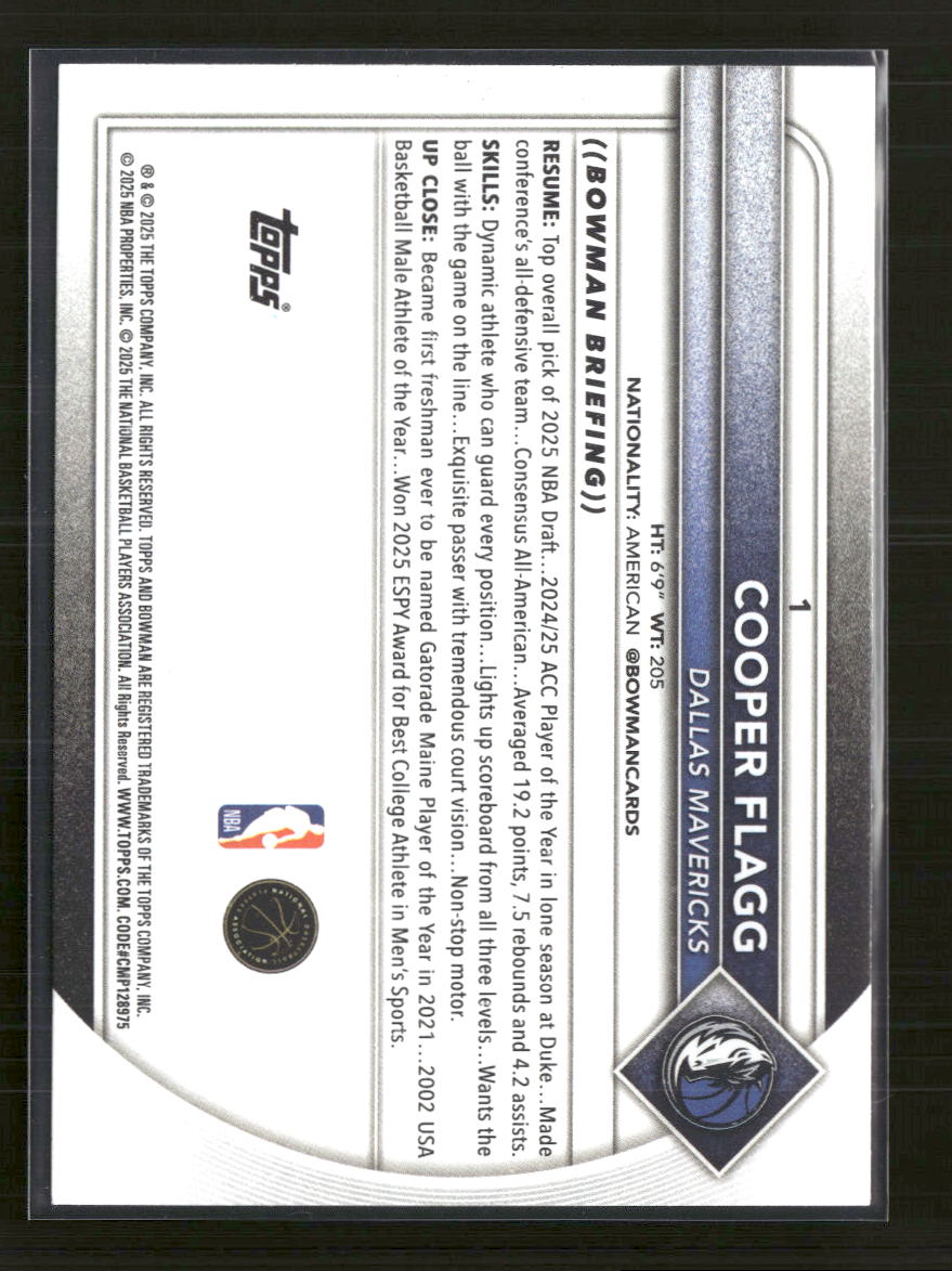 2025-26 Bowman Cooper Flagg Rookie #1