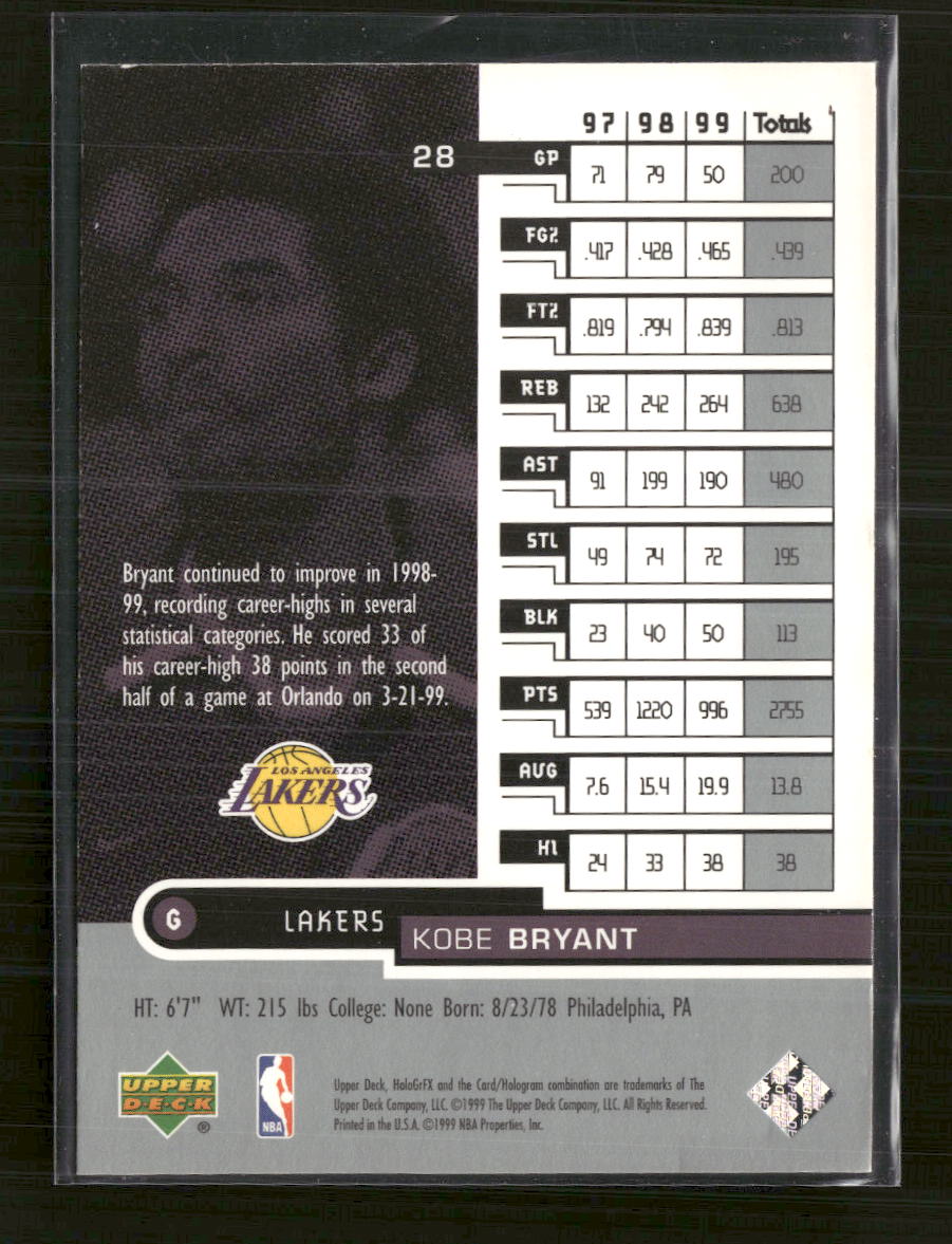 1999-00 Upper Deck HoloGrFX Kobe Bryant #28
