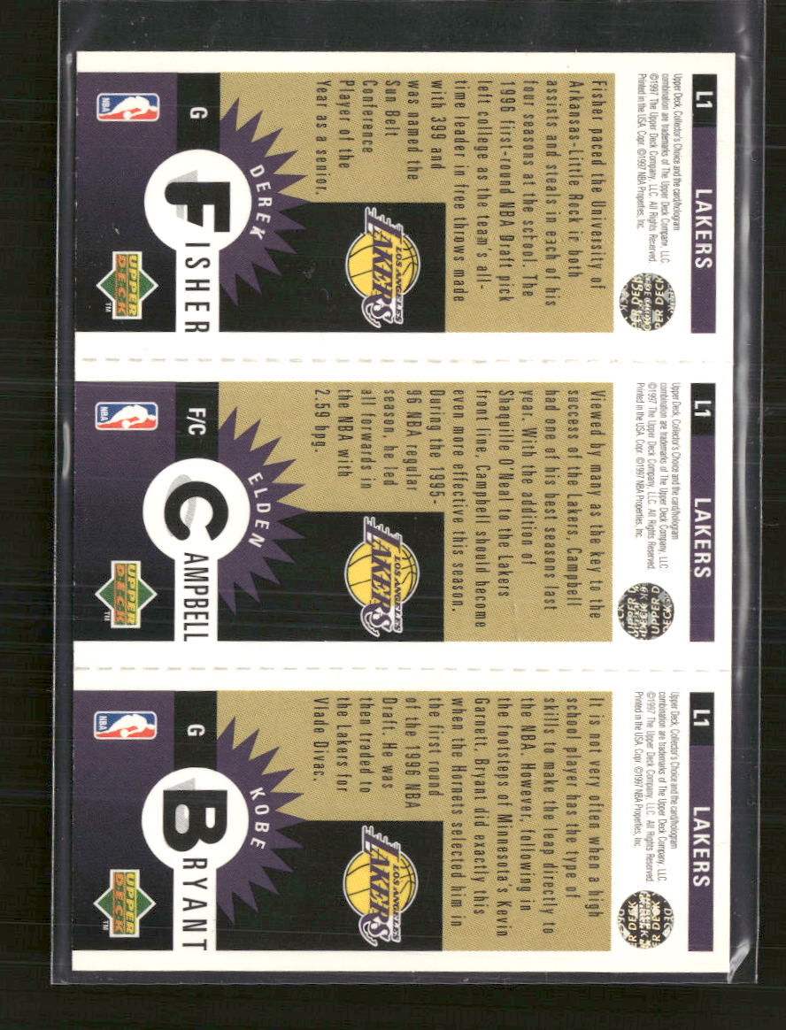 1996-97 Collector's Choice Lakers K Bryant, E Campbell, D Fisher #L1