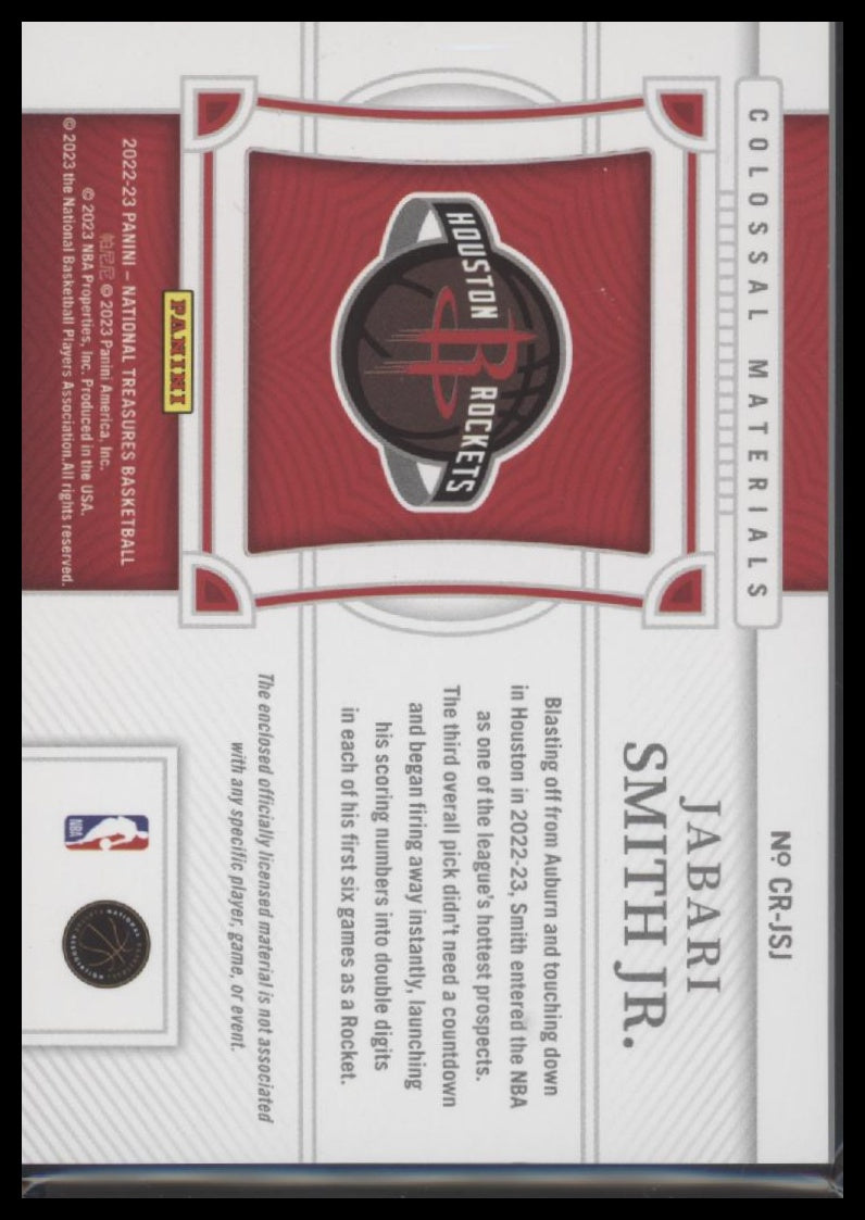 2022-23 Panini N. T. Colossal Rookie Materials Jabari Smith Jr. #/99 #CR-JSJ