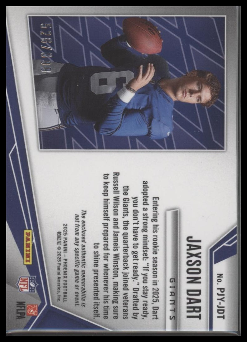 2025 Panini Phoenix Rookie Phenom Jersey Jaxson Dart #/699 #PJY-JDT