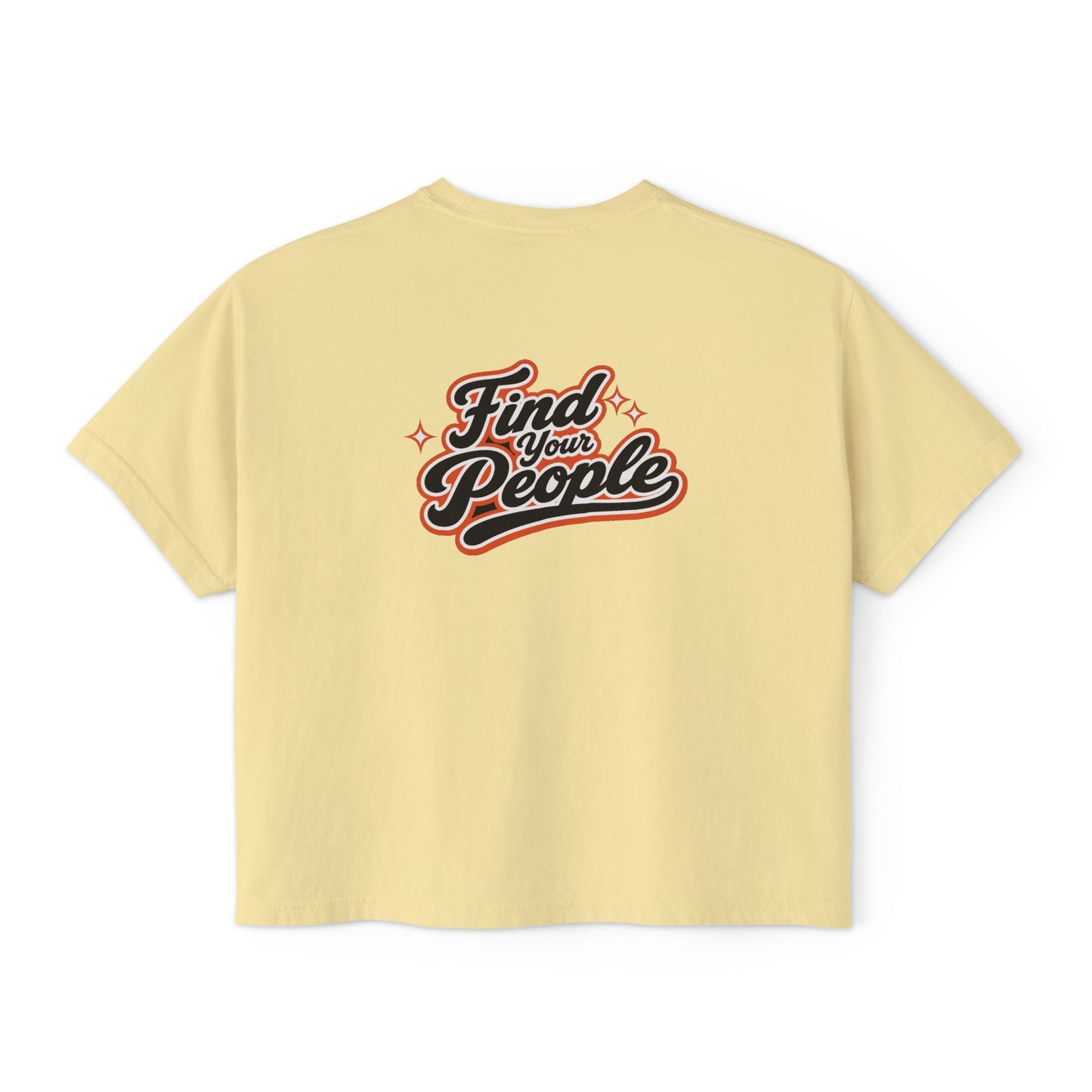 Find Your People Boxy Tee — Women's Casual Retro Script T-Shirt
