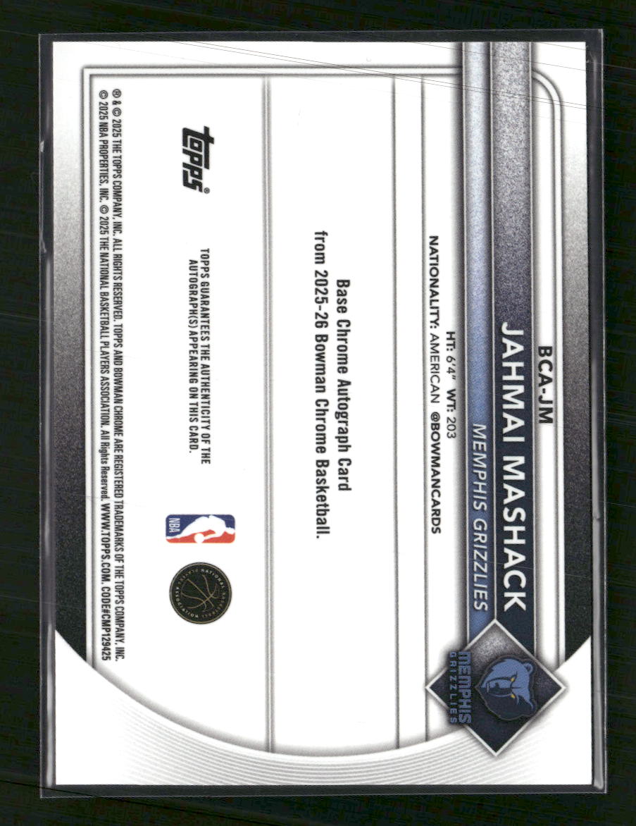 2025-26 Bowman Chrome Auto Yellow Refractor Jahmai Mashack #/75 #BCA-JM