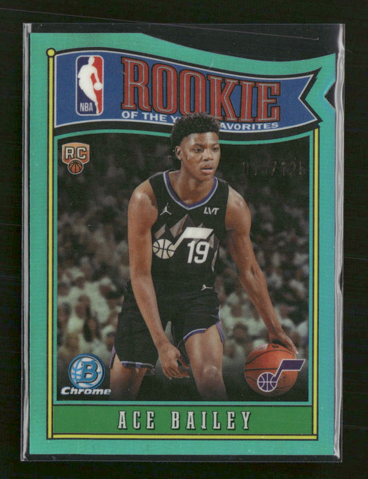 2025-26 B. Rookie Of The Year Favorites Aqua Refractor Ace Bailey #/125 #RY-5