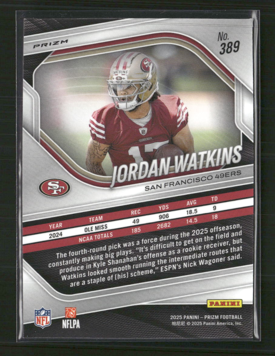 2025 Panini Prizm Black and White Checker Jordan Watkins #389