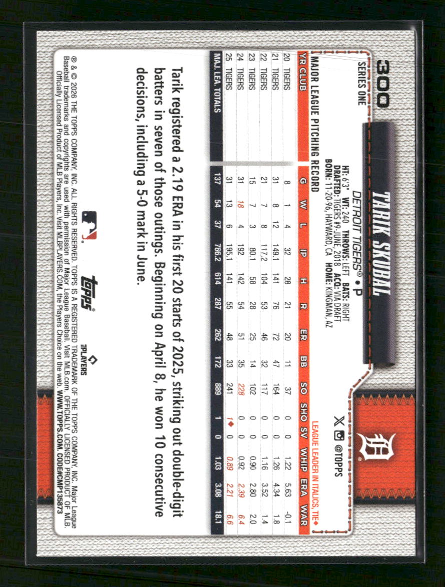 2026 Topps Holiday Chicks Tarik Skubal #300