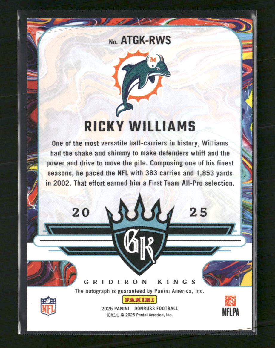 2025 Donruss All-Time Gridiron Kings Auto Ricky Williams #/49 #ATGK-RWS