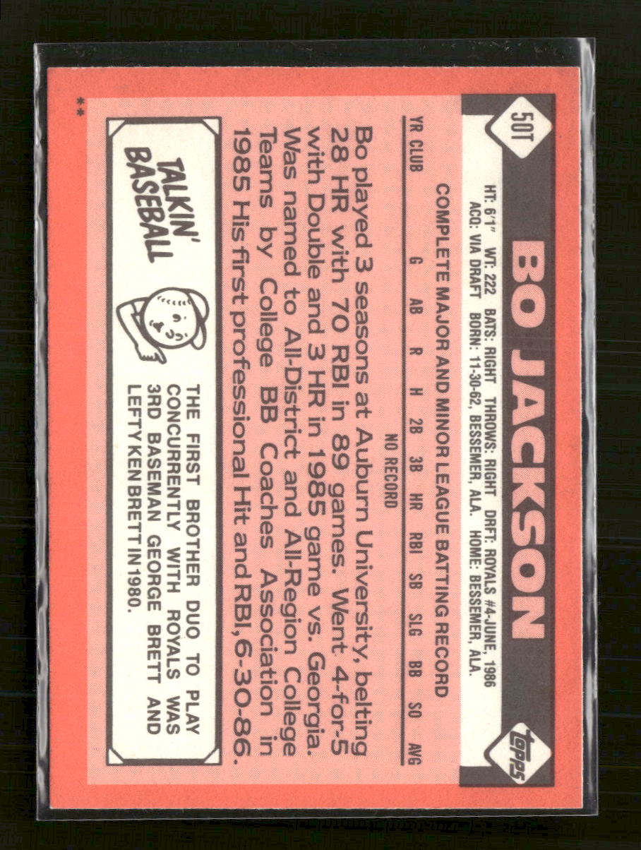 1986 Topps Traded Bo Jackson #50T