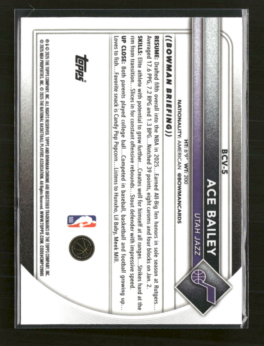 2025-26 Bowman Chrome Mojo Refractor Ace Bailey #BCV-5
