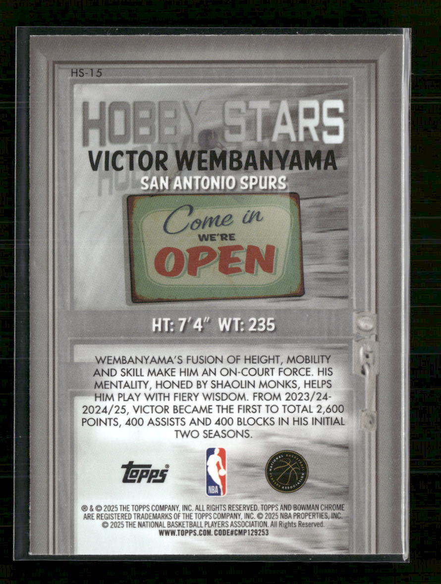 2025-26 Bowman Hobby Stars Victor Wembanyama #HS-15