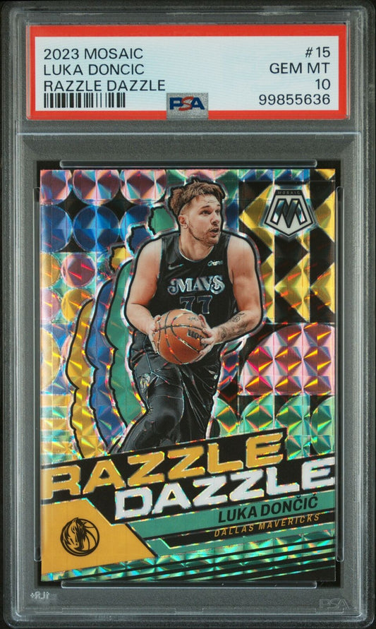 2023 Panini Mosaic Razzle Dazzle #15 Luka Doncic PSA 10