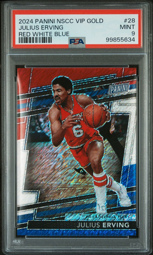 2024 Panini Vip Gold #28 Julius Erving Red White Blue PSA 9